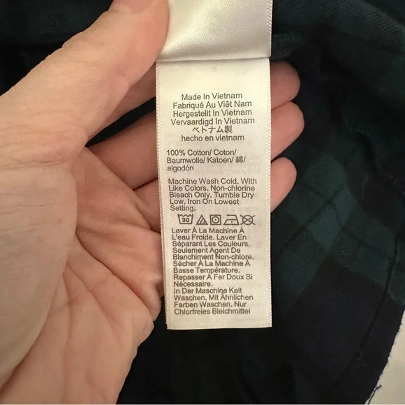 J. Crew Women's Long Sleeve Navy/Green Flannel Square Neck Ruffle Top Size M NWT - Picture 6 of 9